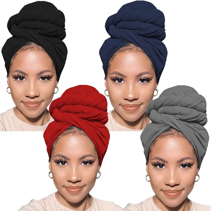 PWEOUKE Head Wraps for Black Women African Head Wrap Lightweight for Women Long Plain Turban Hair Scarf Scarves - Image 1